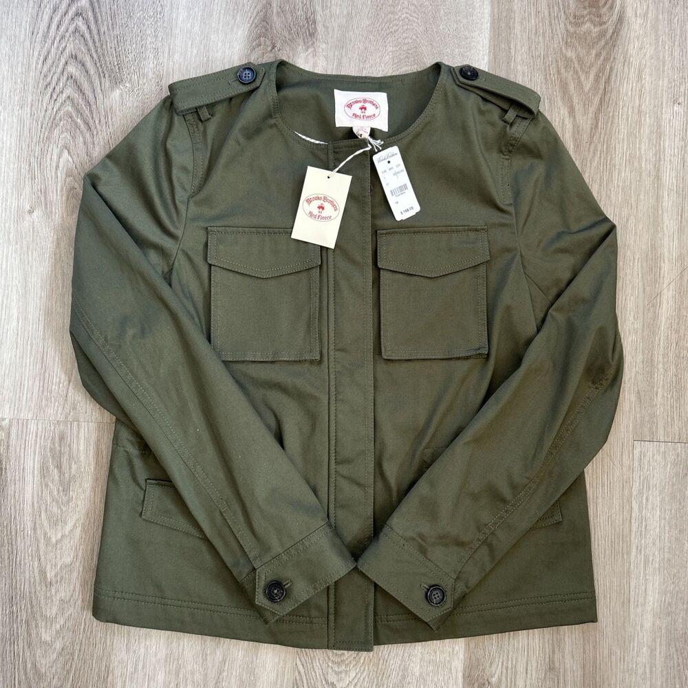 Brooks Brothers Red Fleece Womens Size 10 Green Safari Military Utility Jacket